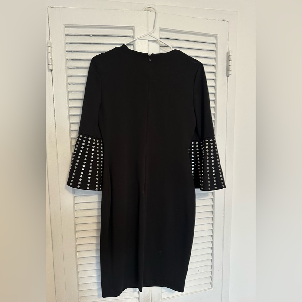 NWT Calvin Klein Black Dress with Silver Studded Nailheads Sleeves